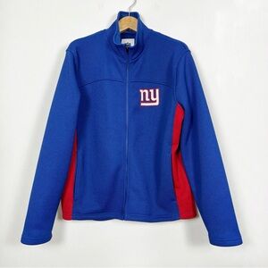 Men’s NY Giants Blue‎ Jacket Logo Waffle Knit Front Zipper Size XL